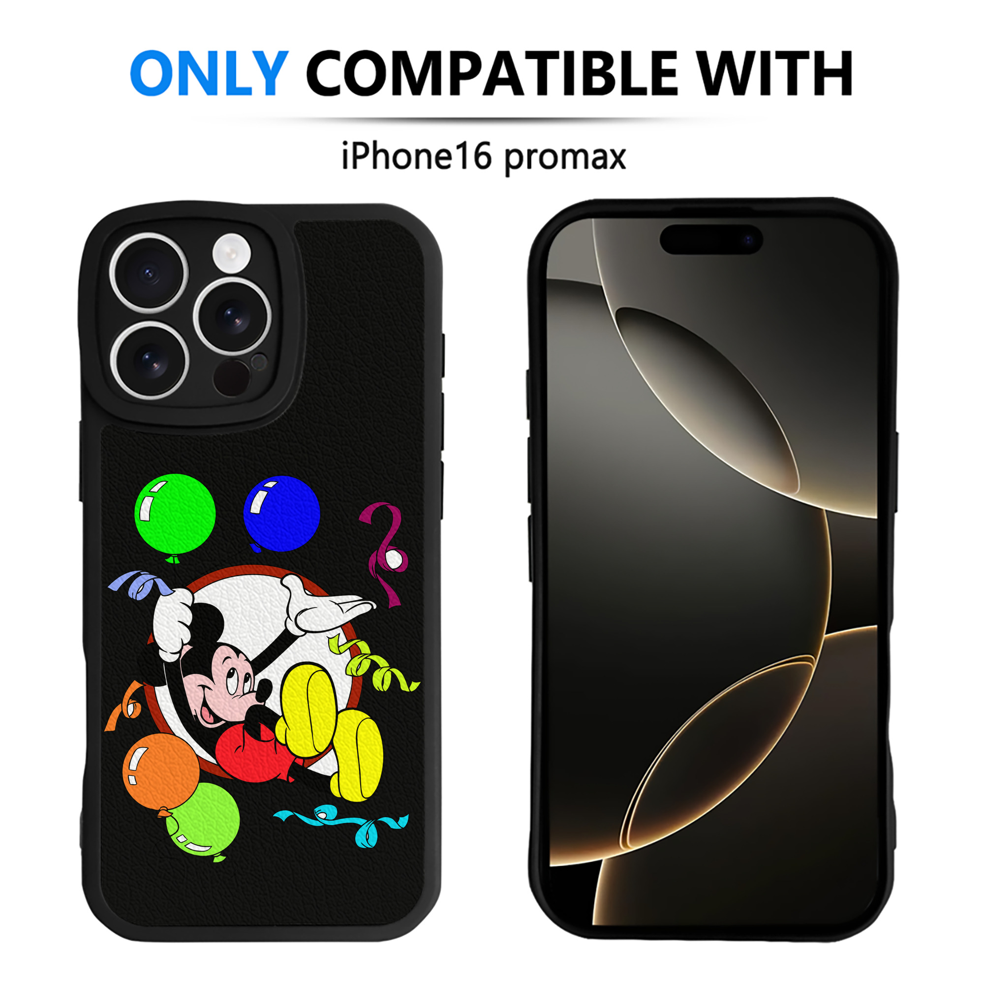 （画像用） ミッキーマウス Mickey Mouse 【iPhone 16シリーズ対応】シリコンスマホケース（レザー調） 材質：シリコン